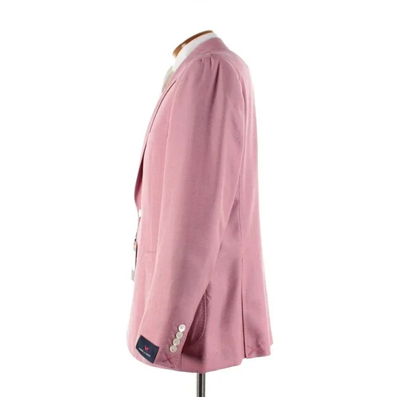 Cardinal of Canada NWT Wool / Silk Sport Coat Size 46R US In Pink Herringbone